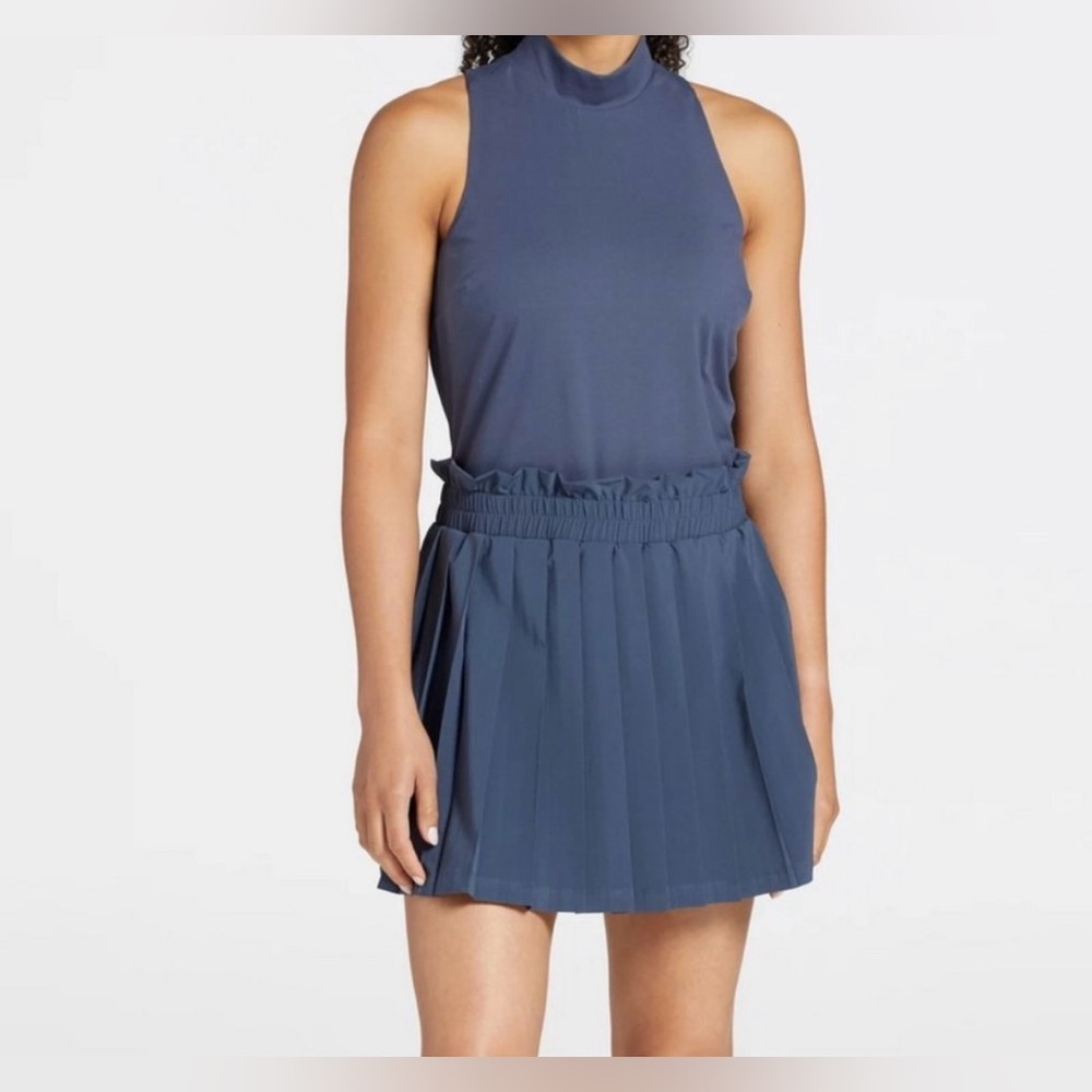 NWT Calia Golf Mixed Media Slys Pleated Dress New Slate Gray Ardosia Size L
